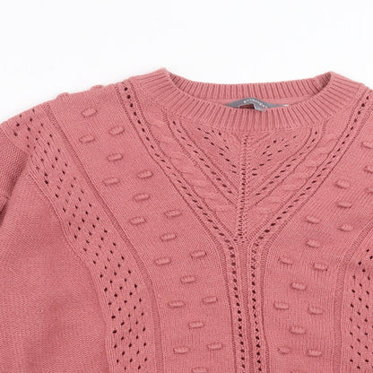 Close-up detail of Principles women’s pink knit jumper, size UK 14