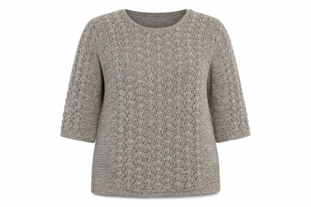 Alessa W Womens Beige  Knit Pullover Jumper Size 20  - open knit detail
