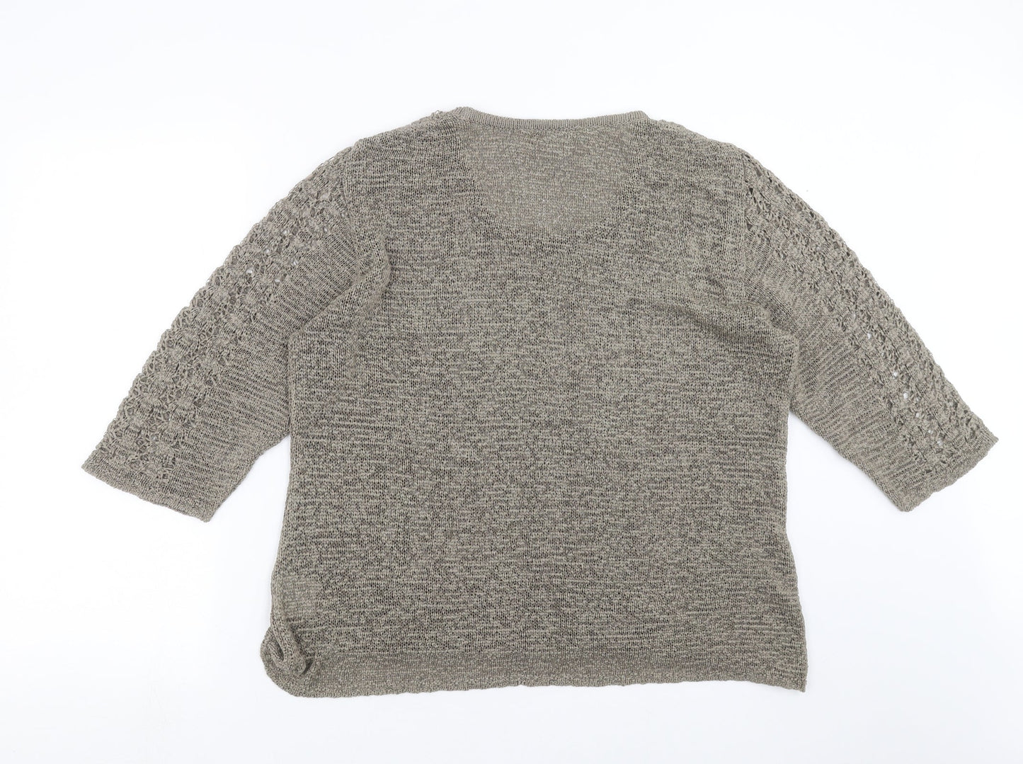 Alessa W Womens Beige  Knit Pullover Jumper Size 20  - open knit detail