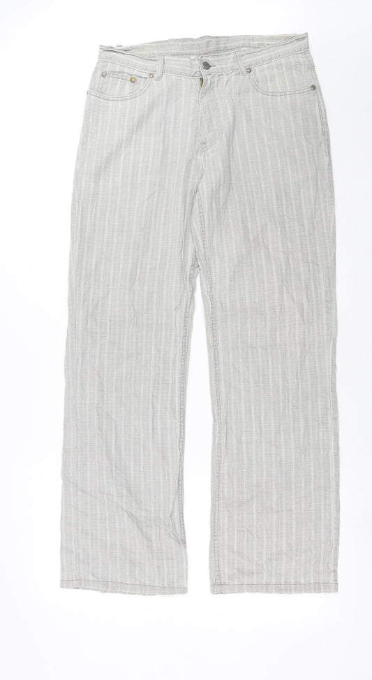 Preworn Womens Grey Striped  Trousers  Size 34 in L32 in
