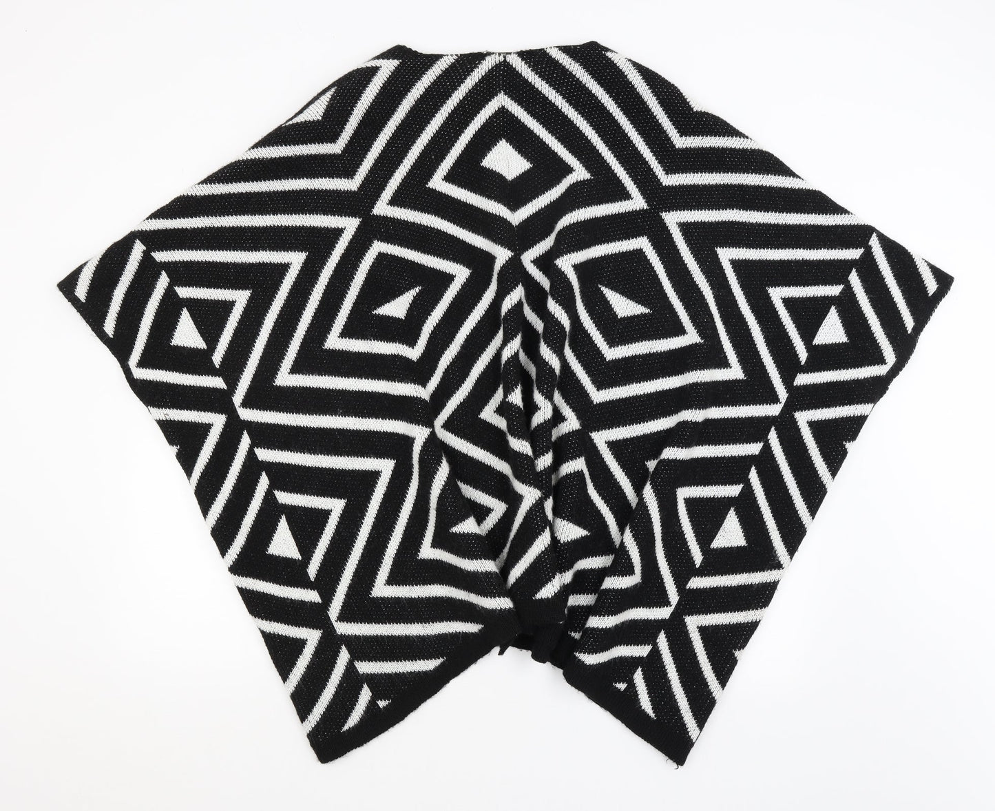 Sleek Chic Womens Black Geometric  Shrug Jumper One Size