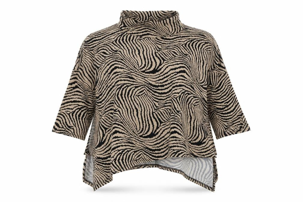 Quix Womens Orange Animal Print  Basic T-Shirt Size 2XL