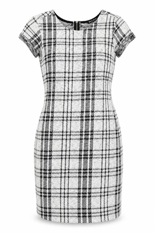 Select Womens White Plaid  Pencil Dress  Size 6