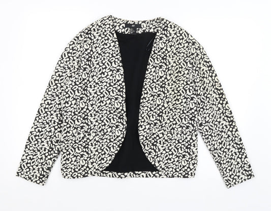 H&M Womens Black Animal Print  Jacket Blazer Size S