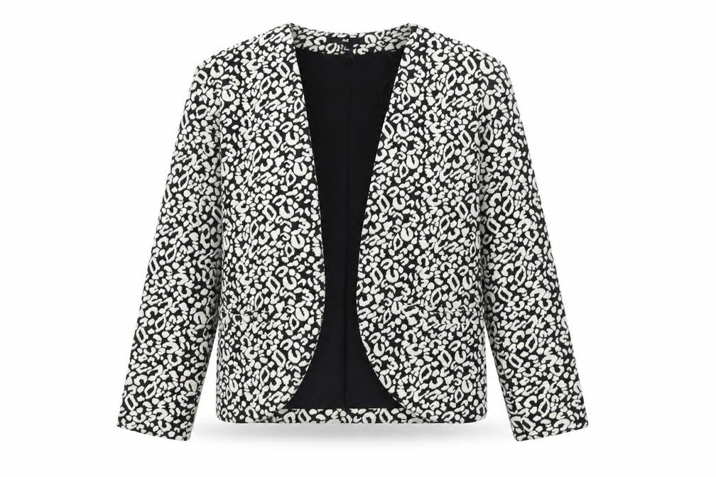 H&M Womens Black Animal Print  Jacket Blazer Size S