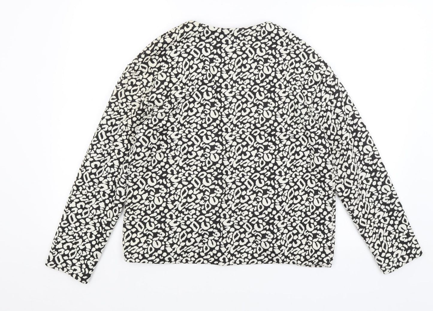 H&M Womens Black Animal Print  Jacket Blazer Size S
