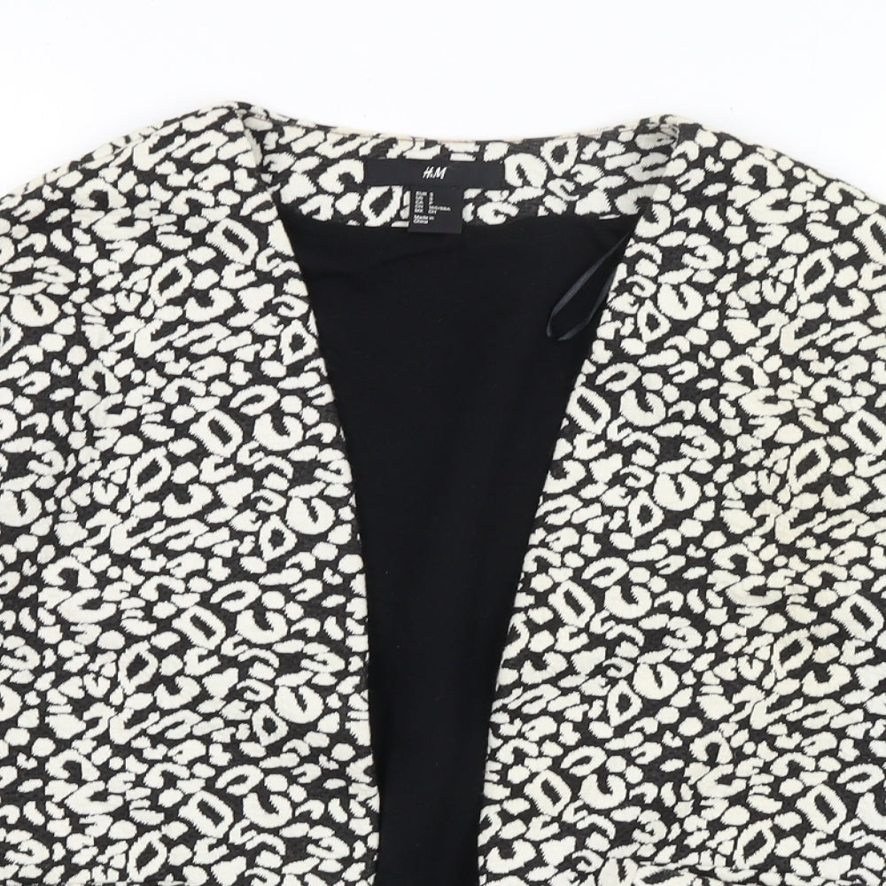 H&M Womens Black Animal Print  Jacket Blazer Size S