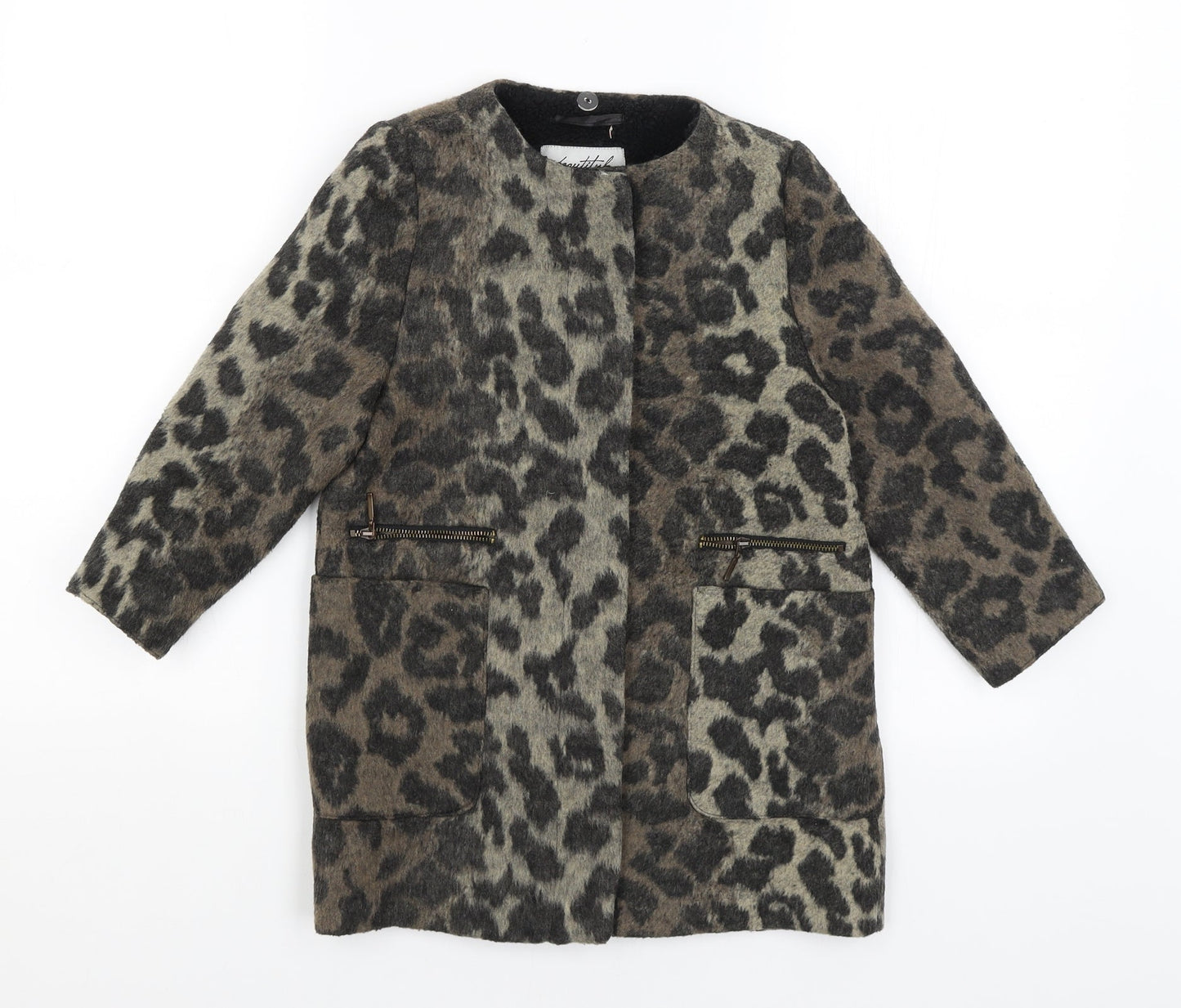 Matalan Girls Brown Animal Print  Overcoat Coat Size 8 Years