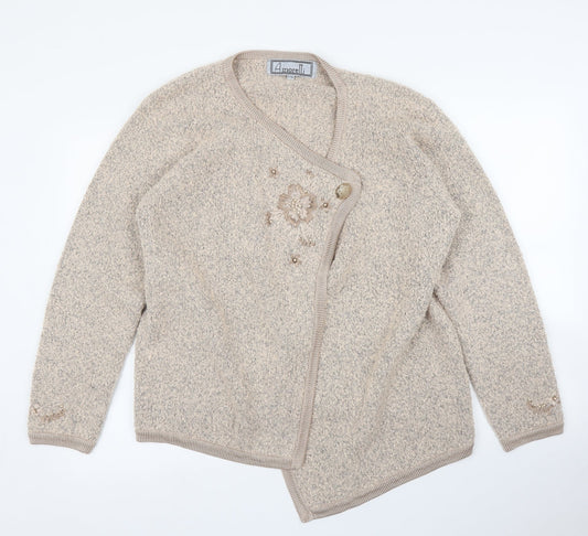 Amoretti Womens Beige  Rayon Cardigan Jumper Size XL