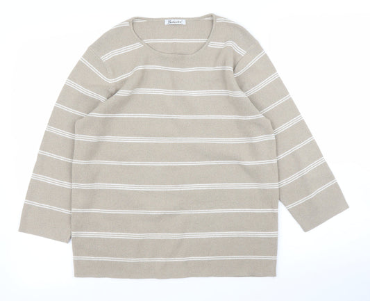 Berkertex Womens Beige Striped  Pullover Jumper Size 16