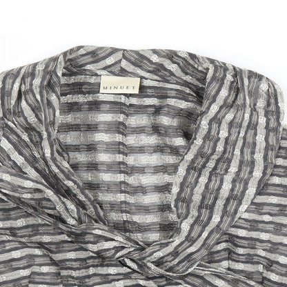Minuet Womens Silver Striped  Cardigan Jumper Size 12