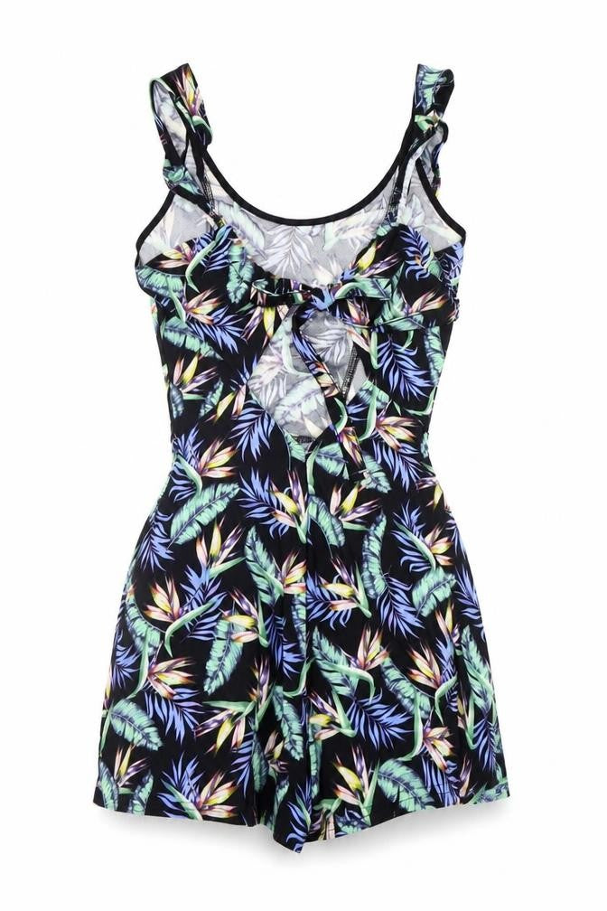 Divided Womens Black Floral  Jumpsuit One-Piece Size 8