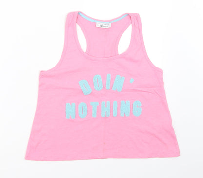 Additional front view of New Look girls’ pink basic tank, size M