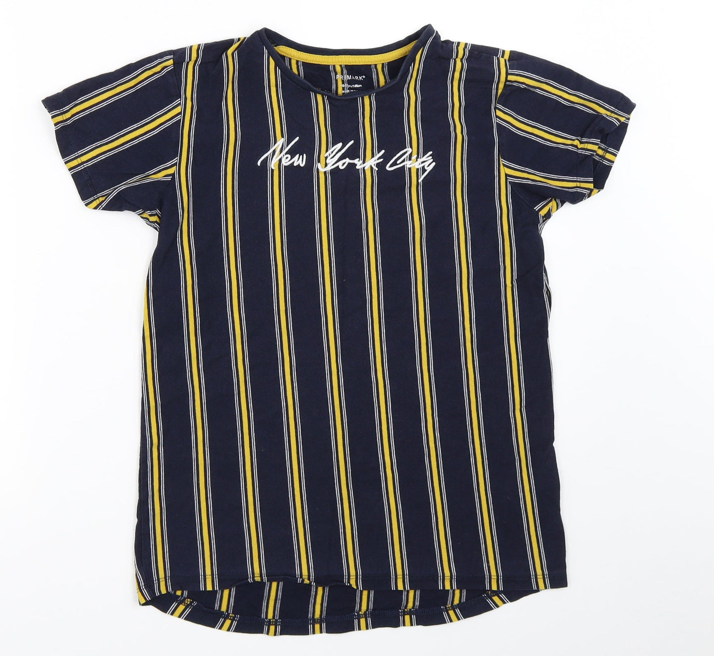 Primark Boys Blue Striped  Basic T-Shirt Size 10-11 Years