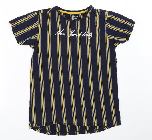Primark Boys Blue Striped  Basic T-Shirt Size 10-11 Years