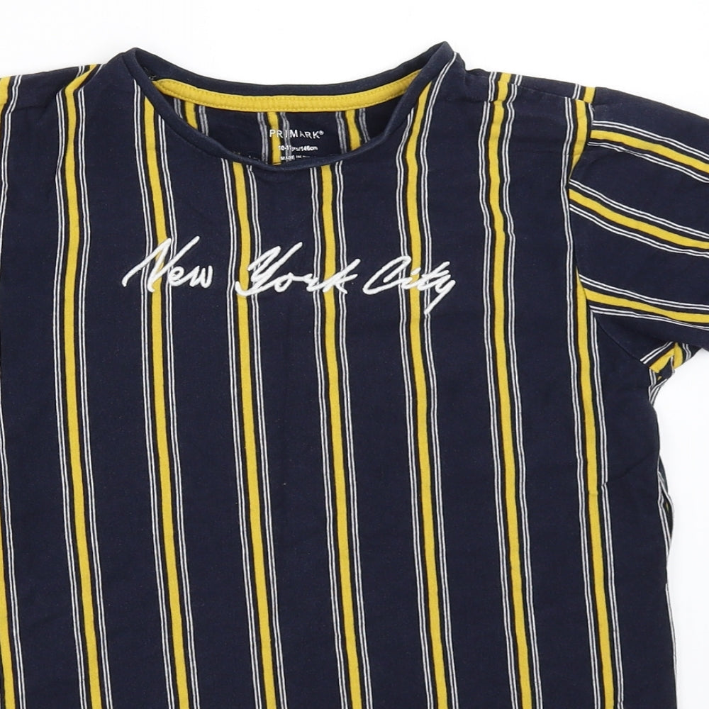 Primark Boys Blue Striped  Basic T-Shirt Size 10-11 Years