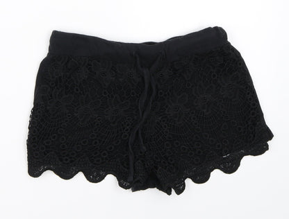 Additional front view of Atmosphere women’s black hot pants shorts, size UK 6