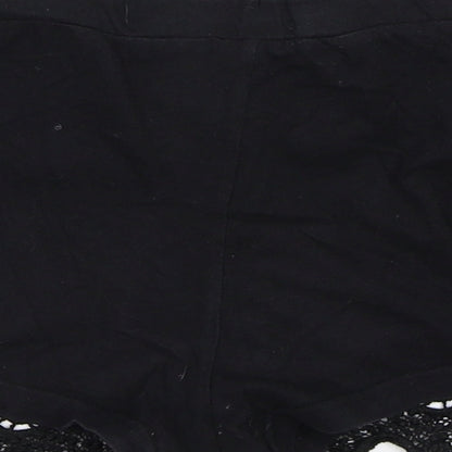 Brand and care label for Atmosphere women’s black hot pants shorts, size UK 6