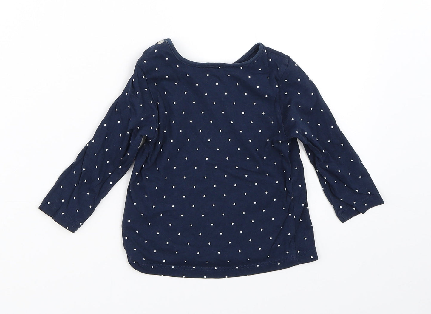 H&M Girls Blue Polka Dot  Basic T-Shirt Size 6-9 Months