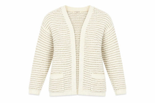 Love Knitwear Womens Beige Striped Knit Cardigan Jumper Size S