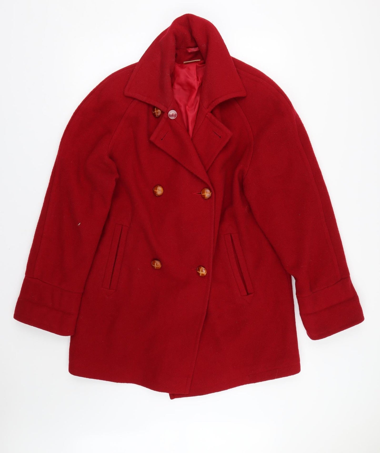 Essentials Womens Red   Overcoat Coat Size 14
