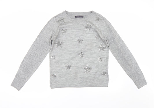 M&S Womens Grey  Knit Pullover Jumper Size S