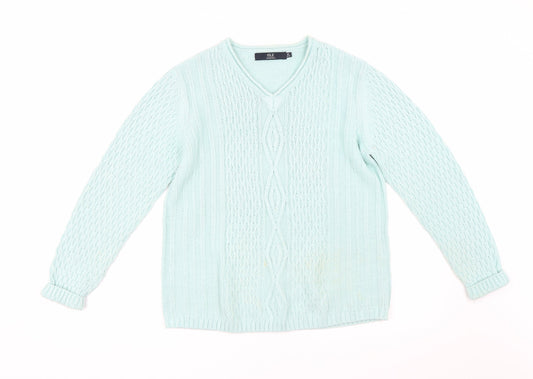 Isle Womens Green  Knit Pullover Jumper Size M