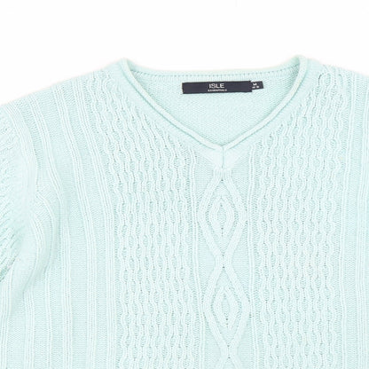 Isle Womens Green  Knit Pullover Jumper Size M