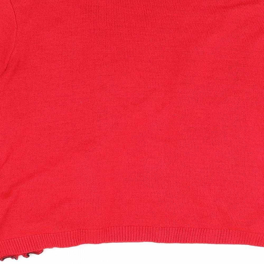 Just Elegance Womens Red Striped Knit Pullover Jumper Size L
