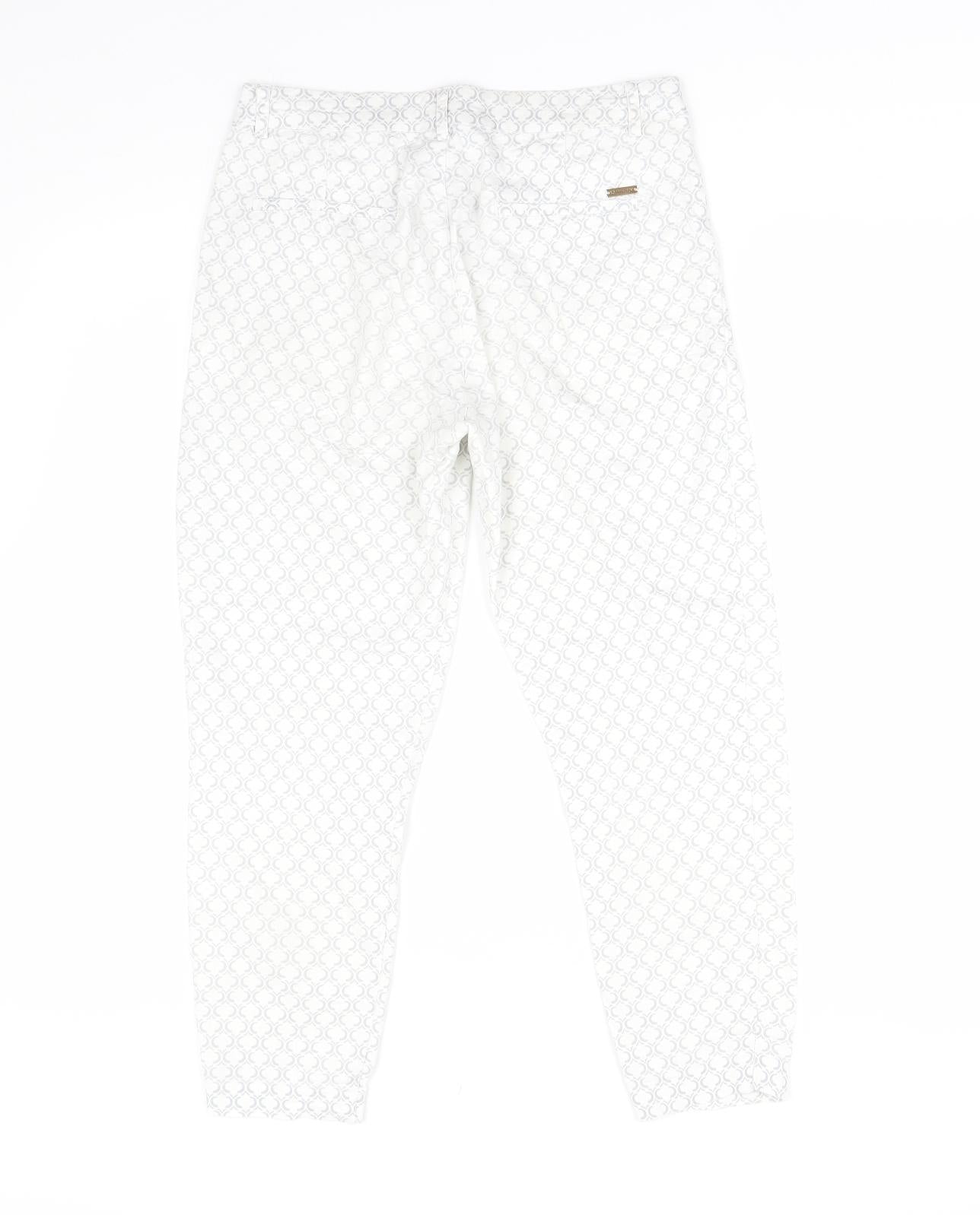 Chic & Jeune Womens Grey Geometric  Capri Trousers Size 8 L23 in