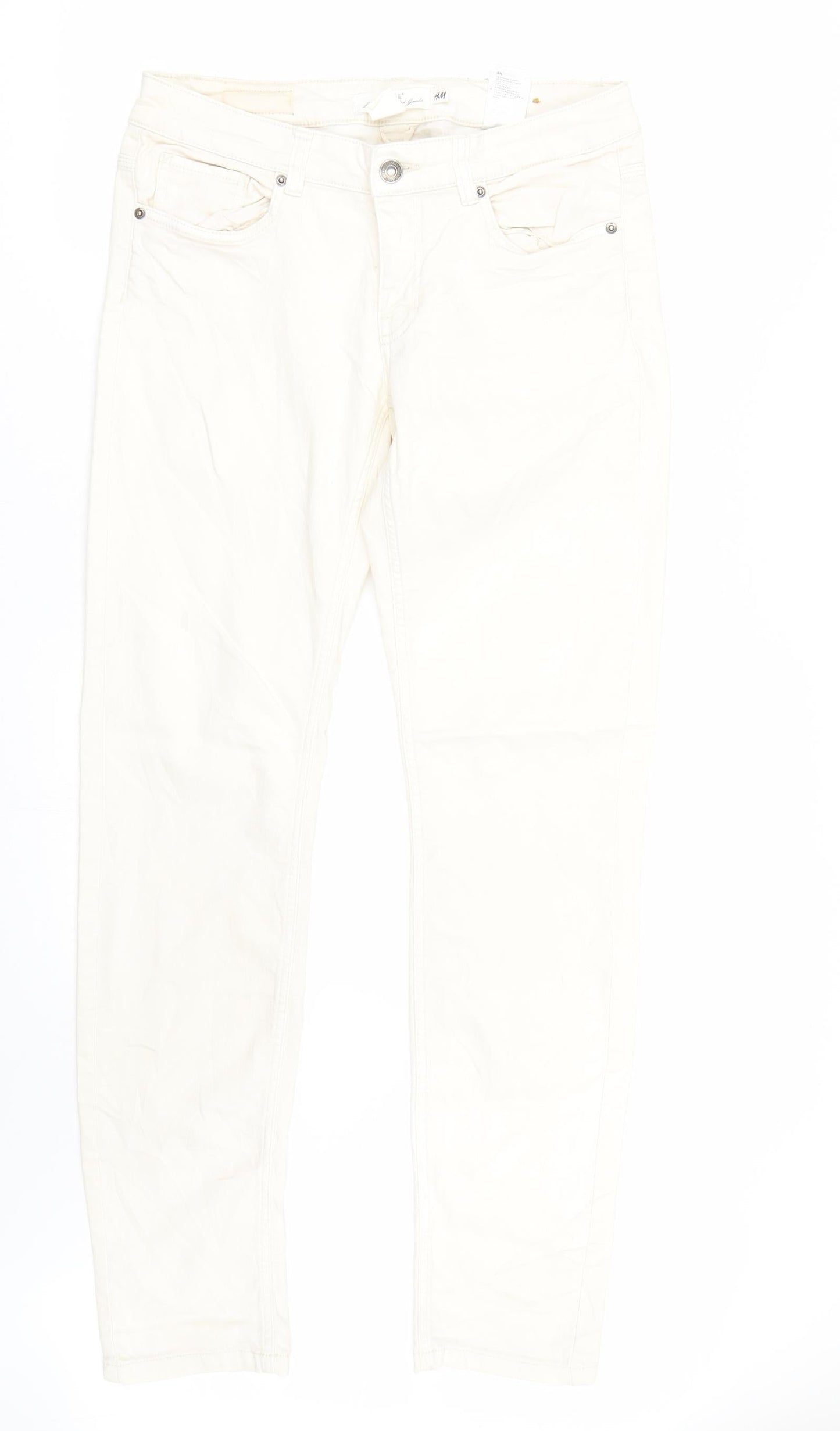 H&M Womens Ivory  Denim Skinny Jeans Size 12 L31 in