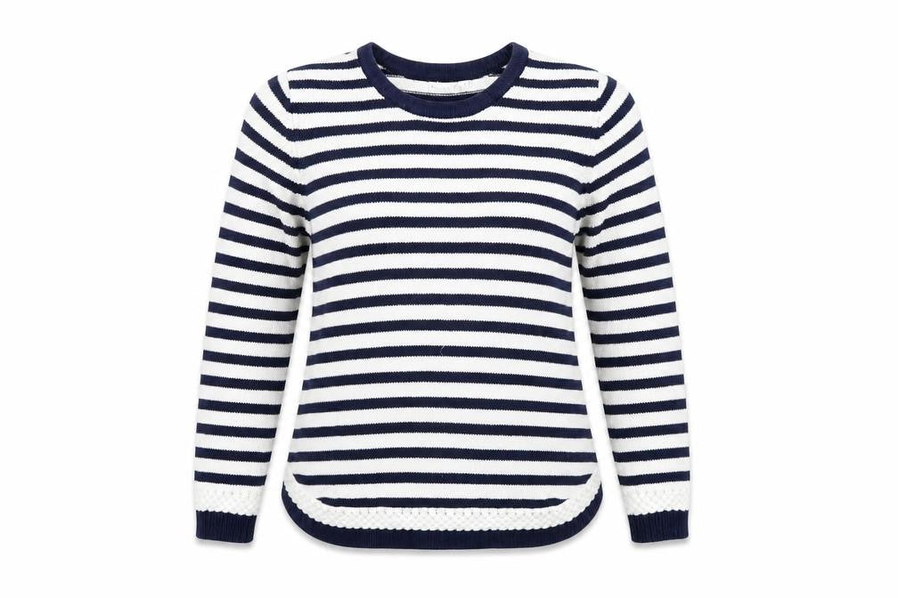 Signature Womens White Striped  Pullover Jumper Size L
