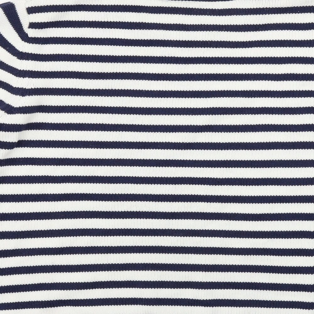 Signature Womens White Striped  Pullover Jumper Size L