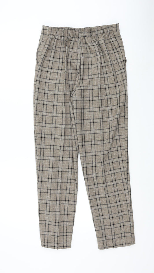Preworn Womens Brown Check  Trousers  Size 10 L27.5 in
