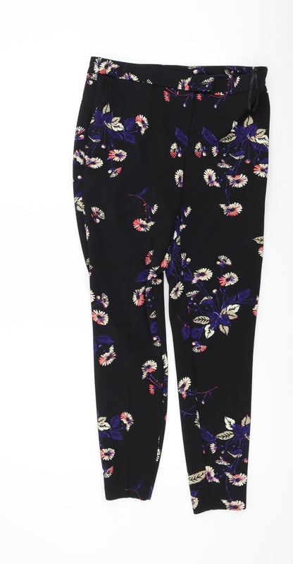 Next Womens Black Floral  Trousers  Size 8 L28 in