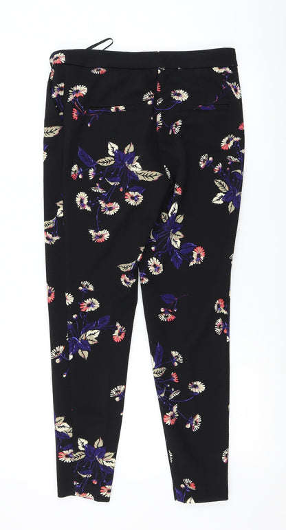 Next Womens Black Floral  Trousers  Size 8 L28 in