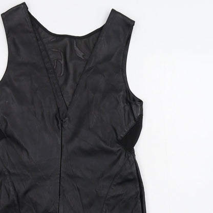 Close-up detail of Miss Selfridge women’s black a-line, size UK 16