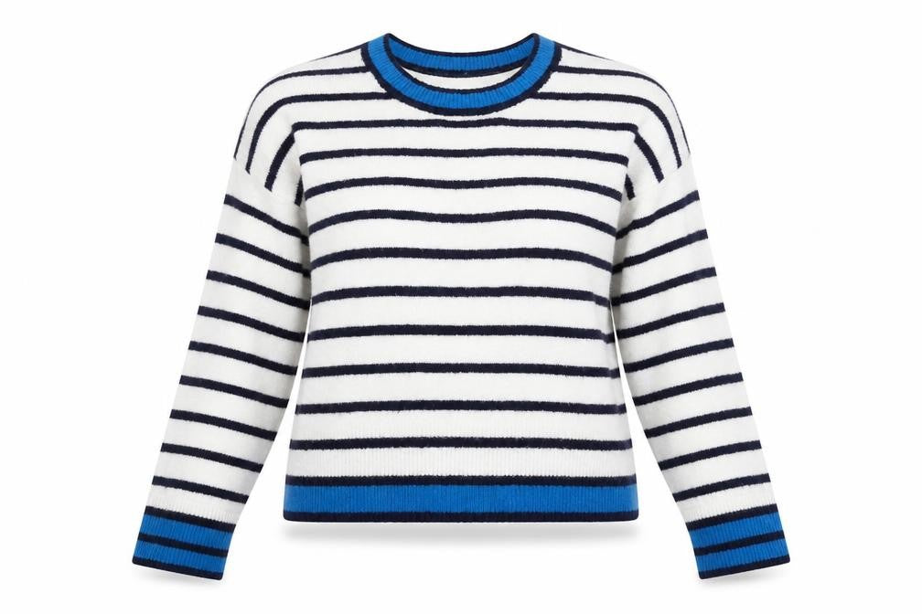 Topshop Womens White Striped  Pullover Jumper Size 8
