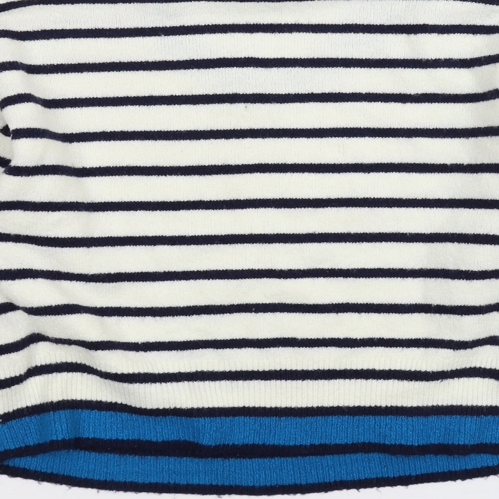 Topshop Womens White Striped  Pullover Jumper Size 8