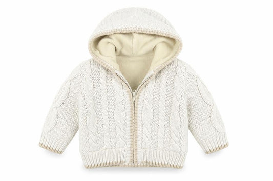 Front view of Mothercare boys’ beige jacket coatigan, size 6-9, months