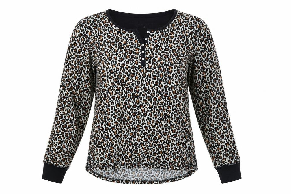 Carole Hochman Womens Brown Animal Print  Basic Blouse Size S