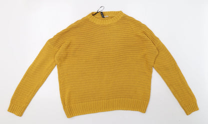 Preloved H&M Womens Yellow  Knit Pullover Sweatshirt Size M - Front