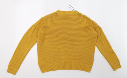 Preloved H&M Womens Yellow  Knit Pullover Sweatshirt Size M - Back