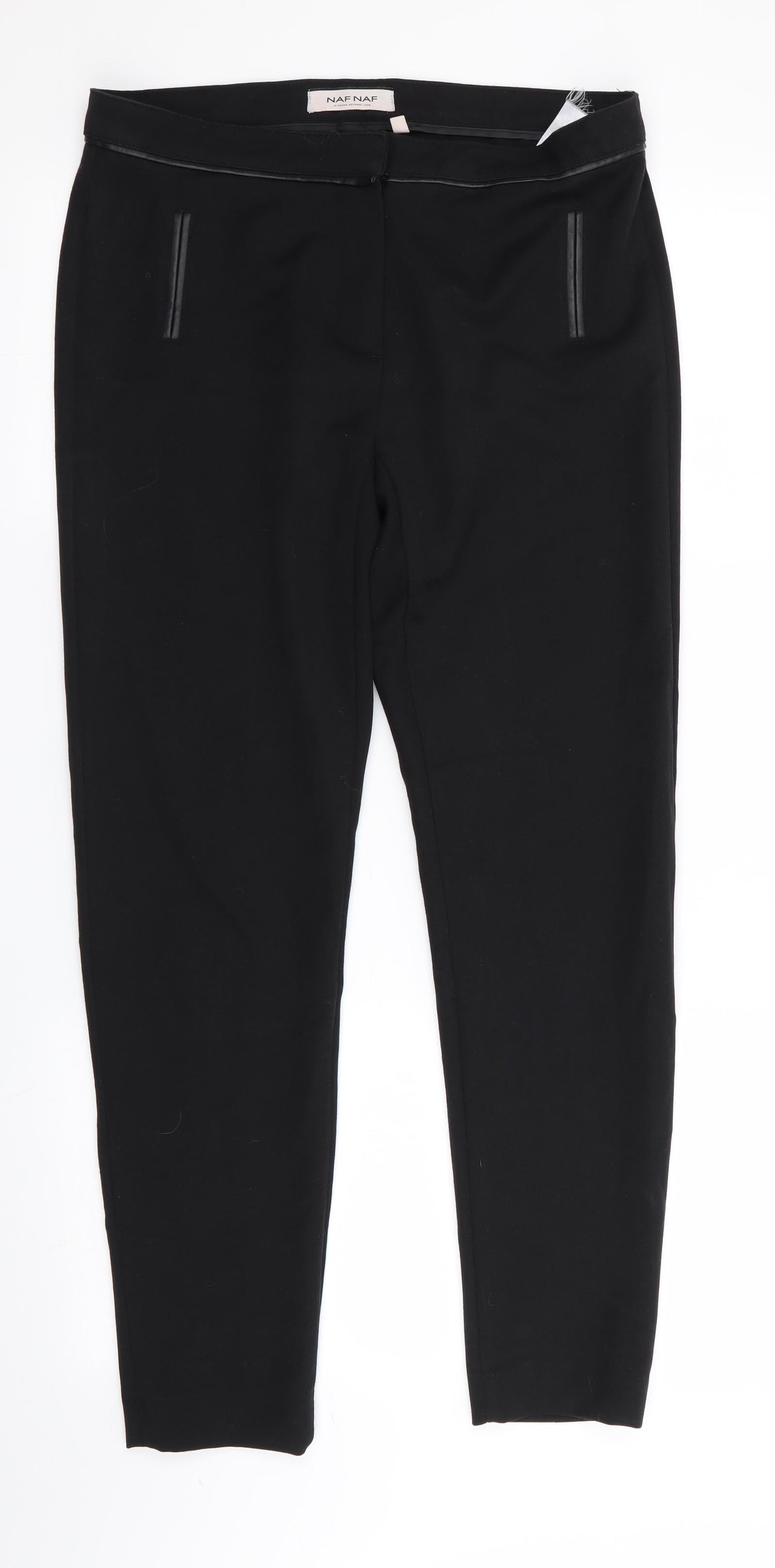 NAF NAF Womens Black   Trousers  Size 8 L28 in - Leather Trims