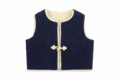 Front view of Debenhams girls’ blue gilet snowsuit, size 3, years