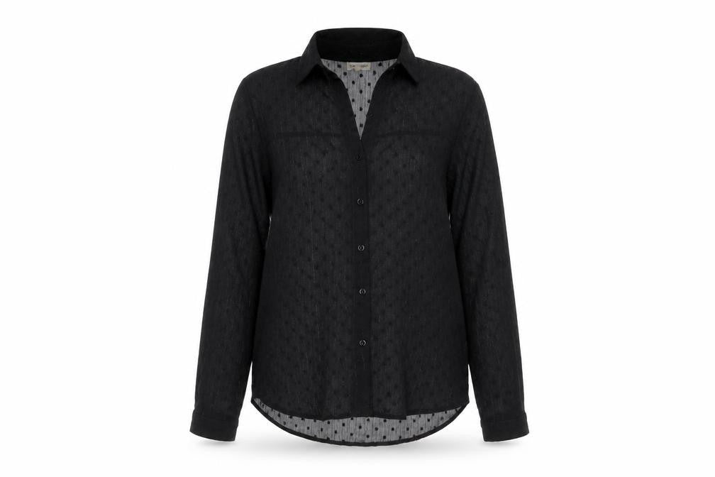 Season Womens Black Polka Dot  Basic Button-Up Size M  - See Through