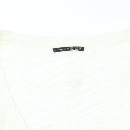 Close-up detail of Atmosphere women’s ivory cardigan jumper, size S