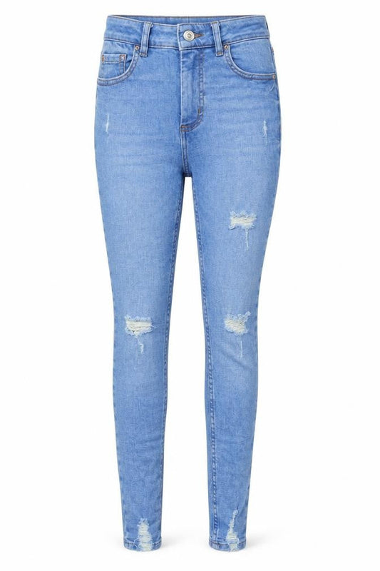 Front view of Denim co women’s blue skinny jeans, size UK 6, 26-inch leg