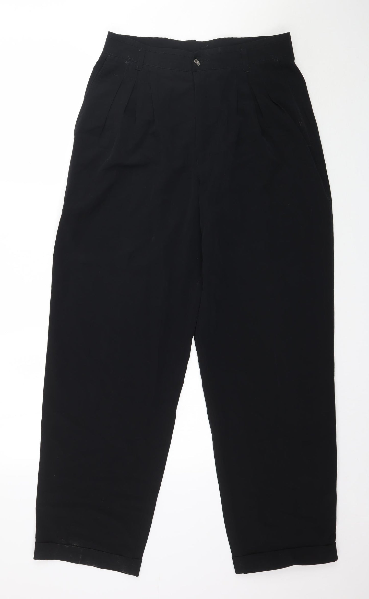 Uomo Womens Black   Trousers  Size L L32 in