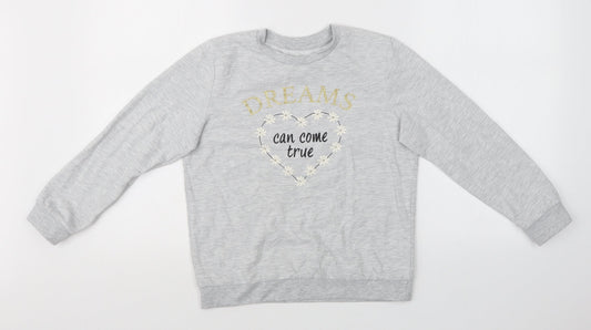 LILY & DAN Girls Grey   Pullover Sweatshirt Size 9-10 Years